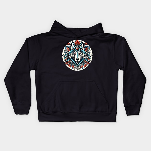 Abstract Animal Wolf 3 Kids Hoodie by sapphire seaside studio